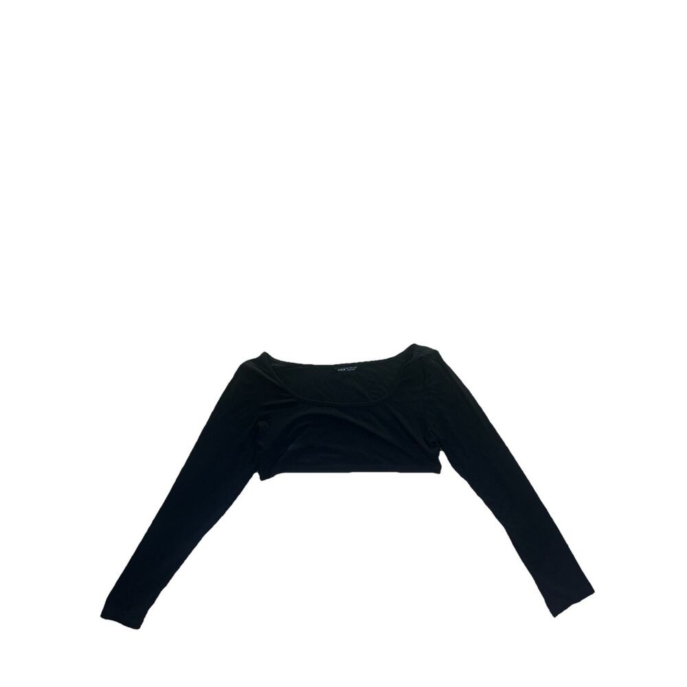 SHEIN Ribbed Crop Top Long Sleeve Black Large